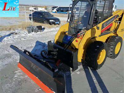 China snow plowing with mini skid loader,skid steer snow plow attachments manufacture