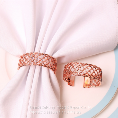 Rose Gold Silver Colored Simple Open Napkin Rings For Wedding And Events photo-4
