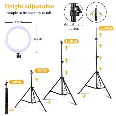 10inch RGB LED Ring Light With 200cm Tripod Stand Flexible Phone Holder for Live Streaming Makeup Camera Selfie photo-3