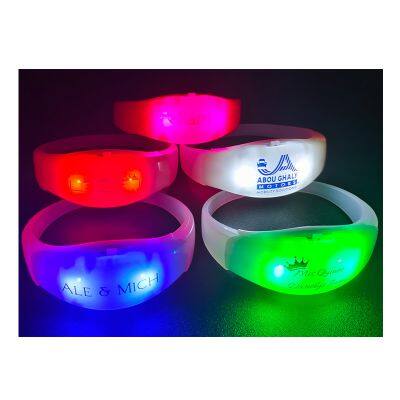 Custom LED Light up Wristband Glow Sound Activated LED Bracelets For Music Concert