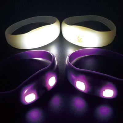 Wedding Decoration Custom LOGO Light up Glow Silicone Wristband Sound Activated LED Bracelet