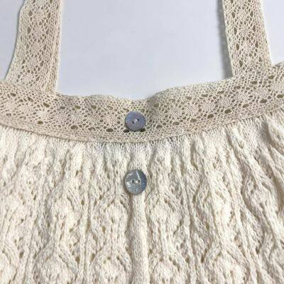 Hollow Knit Ethnic New 2025 Vest Top With Lace Decoration and Mesh Jacquard Knitting photo-3