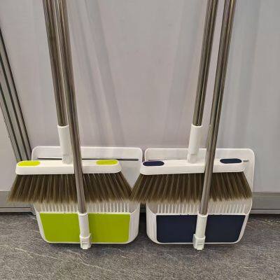 Plastic Dustpan Sets With Broom and Plastic Toilet Brush Manufacturer With Wood Handle Foldable Style photo-3