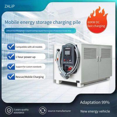 Zalip 65kwh/60kw New Energy Vehicle Mobile Energy Storage Charging Pile Rescue Charging Equipment Mobile Charging Station