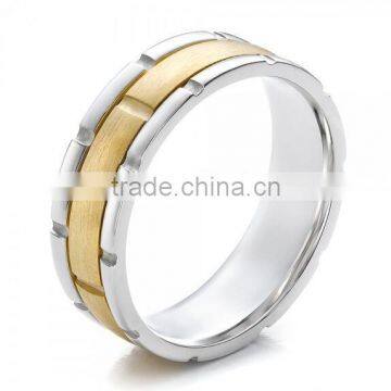 Men's Two-tone Gold Brushed Wedding Band, Latest Wedding Ring Designs