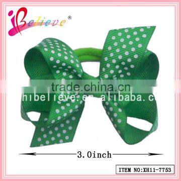 Fashion beautiful hair accessories jewelry fancy solid dot ribbon bow elastic hair ties (XH11-7753)