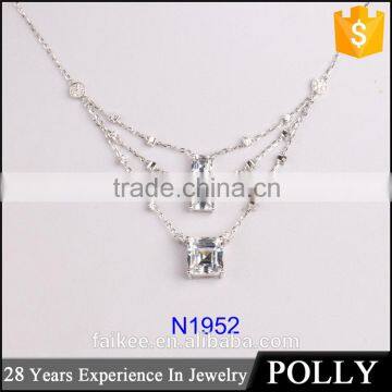 2015 hight quality 18k White Gold With 3 Layer Engagement Necklace