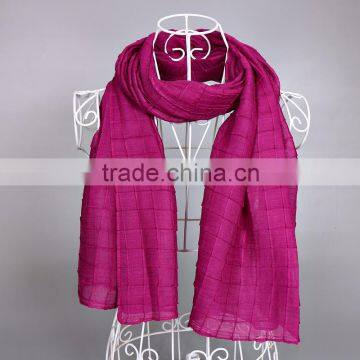2016 Newest Check Pattern Embossed Plain Viscose Women Scarf photo-4