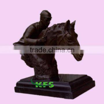 Bronze warrior riding horse bust