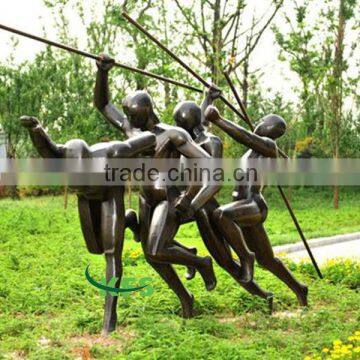 Bronze throwing javelin statues