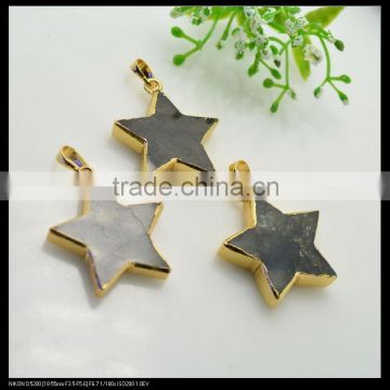 LFD-0077P ~ Wholesale New Style Fashion Jewelry Gold Plated Star Shape Natural Labradorite Pendant Beads Jewelry Making