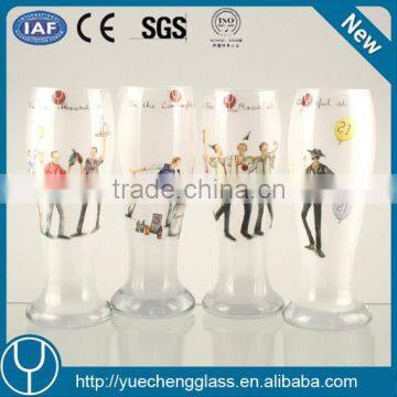 wholesale handmade fancy frosting decal beer glass gift with PVC box