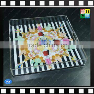 New Design Clear Acrylic Serving Trays With Priting Pattern for Sale