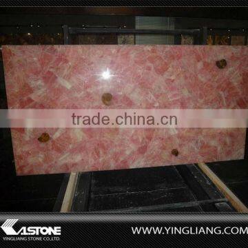 natural semiprecious gemstone Pink Quartz slab