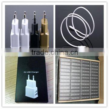 OEM black white gold logo printing paper box with micro cable 5v 1.5a eu multi charger for e cigarette
