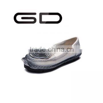 GD classic slip on girls fashion genuine leather leisure shoes with sewing