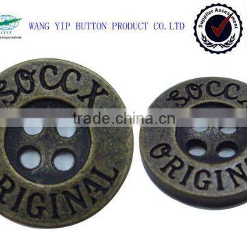 15mm Customer Logo Round 4 Holes Metal Alloy Button