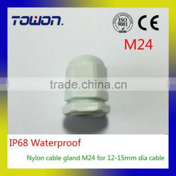 Plastic Waterproof Connector M24 cable gland for 12-15mm Dia Cable