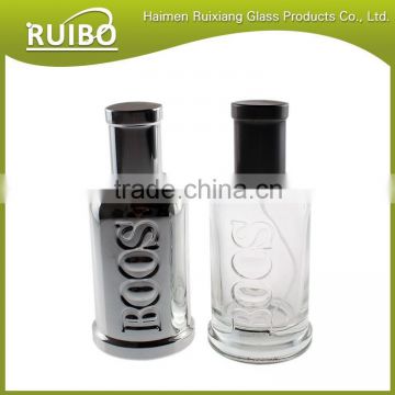 Hot sales 100ml engrave perfume glass bottles with pump sprayer and cap