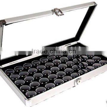 Aluminum Case Glass 50 Gem Jar Black Insert Jewelry