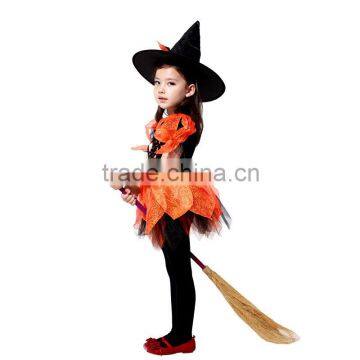 Halloween Cosplay costume children magic witches broom skirt