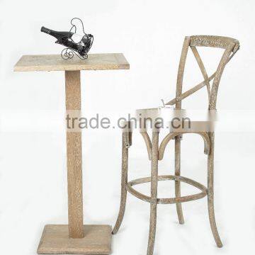 Antique Square 60x60cm with Square base Wooden Bar table /Bistro High table(DT-1007-OAK)