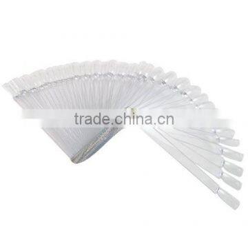 50PCS/set White Plastic Flase Nail Art Tips Stick Display Practice Fan Board Natural Color