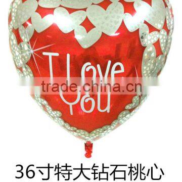 2015 hot sale 18inches heart shape I love foil /mylar balloon for Valentine's Day ,party /weeding Party/ flower shape balloon