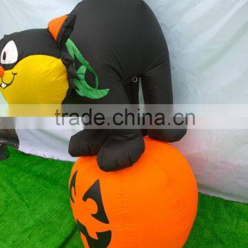 FREE SHIPPING HALLOWEEN BLACK CAT W/PUMPKIN INFLATABLE LIGHTS UP AIRBLOWN TALL photo-5