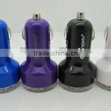 wholesale price mini bullet dual usb 2-port car charger adaptor