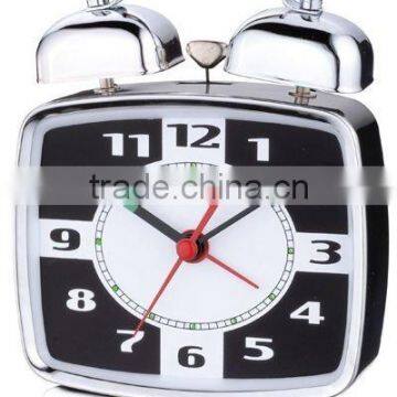 Squzre shape metal case alarm clock mechanism, desktop clock