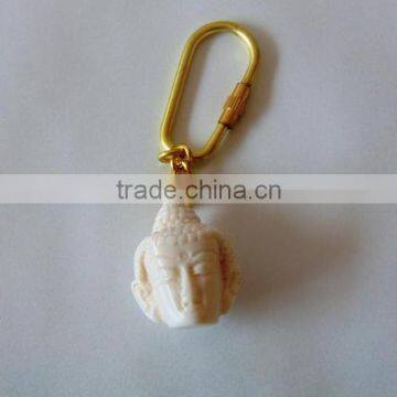 NAUTICAL BRASS RESIN WHITE FACE BUDDHA KEY RING / DECORATIVE KEY RING 13447