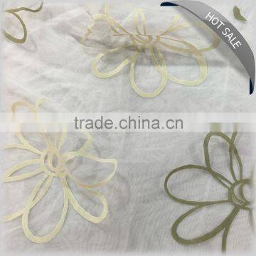 2016 best selling 100% polyester organza embroidered sheer curtains fabric