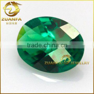 checker cut 8*10mm oval emerald green bulk cut nano gemstones