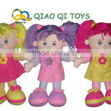 14 inch 2 ponytail soft fabric doll