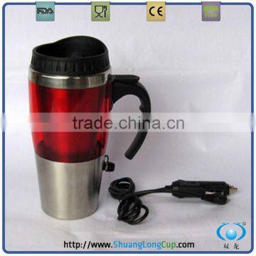 SS inner double wall warmer electric/car electric heated mug