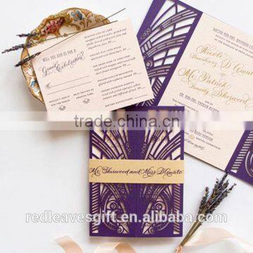 Exclusive & luxury lasert cutting hard cover wedding invitations wholesale