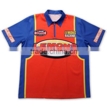 2015 100% polyester sublimated custom racing team pit crew shirts