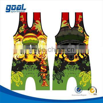 Wholesale lycra sportswear plus size custom printing men's wrestling wear