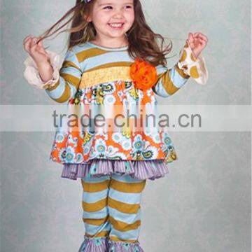 Wholesale Childrens Cotton Orange Chevron Thanksgiving Baby Girls Boutique Clothing photo-2