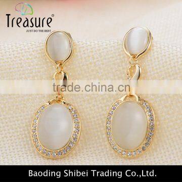 Fashion Jewelry Hot Selling Wholesale Vintage Plated Alloy Oval Fashion Stud Earrings Colorful Nice Earring Opal Drop Earring photo-3