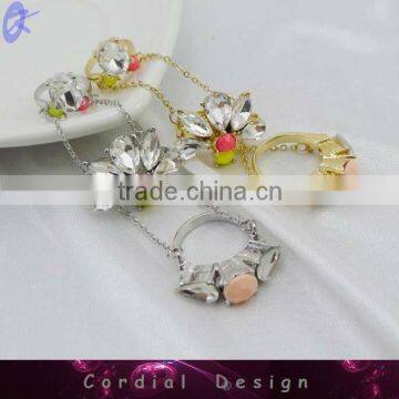 2013 New Products Jewelry Interlocking Rings Fashion Crystal Ring Jewelry For Women