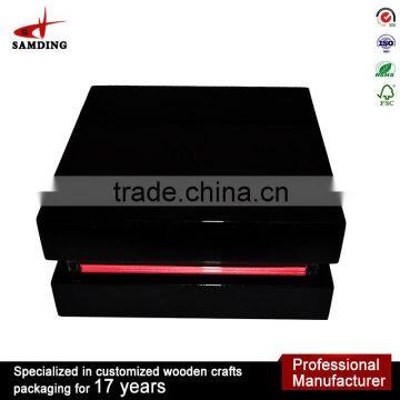Black Lacquer Luxury Antique Wholesale Wooden Jewelry Box With Mirror photo-2