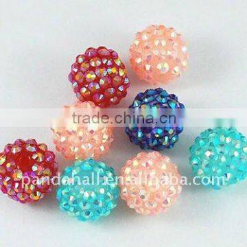 18mm Mixed Resin Rhinestone Chunky Beads(CLAY-G006-M)