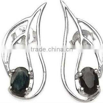 2.40ctw Genuine Sapphire Pears .925 Sterling Silver Stud Earrings