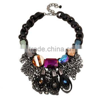 2015 European fashion resin stone big necklace,elegant crystal jewelry necklace suit