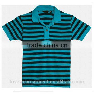 Navy and blue striped pique polo shirts for boys