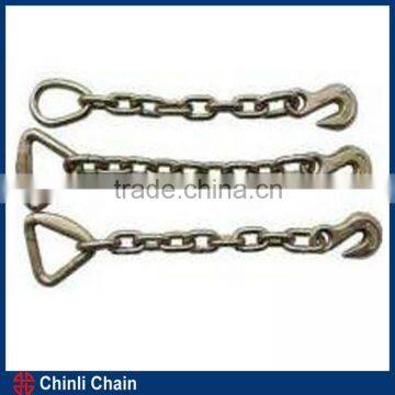 Alloy steel Link Chain With Eye Grab Hook And Forged Triangle Ring ,chain with Triangle Hook,High quality Chain with hooks sale