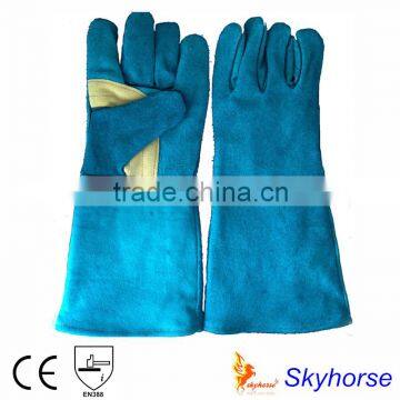 16 inch grade A cow split leather fur lined work gloves