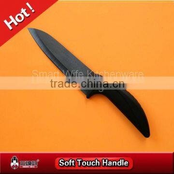 6" inch black ceramic blade curved handle chef knife